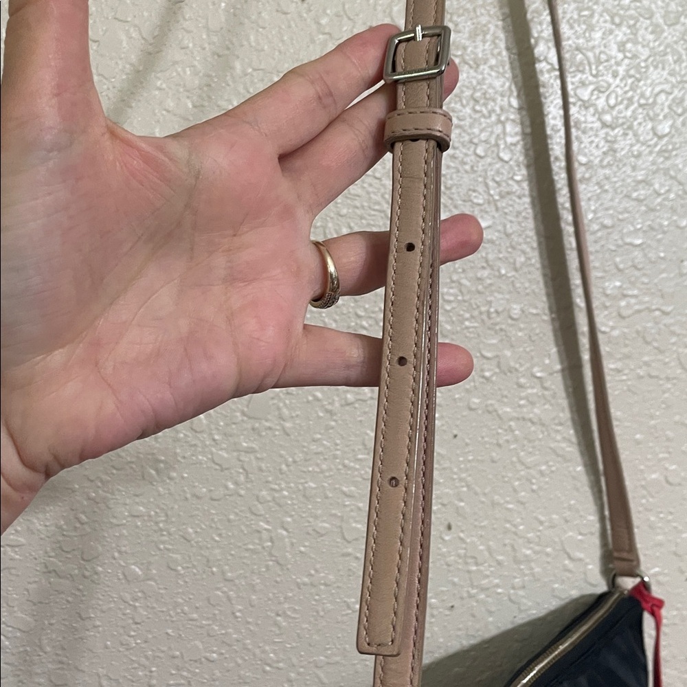 Coach Signiture Black and Tan Crossbody Bag with Red Accent - Picture 4 of 11